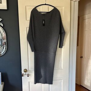 White House Black Market Charcoal Long Sleeve Dress